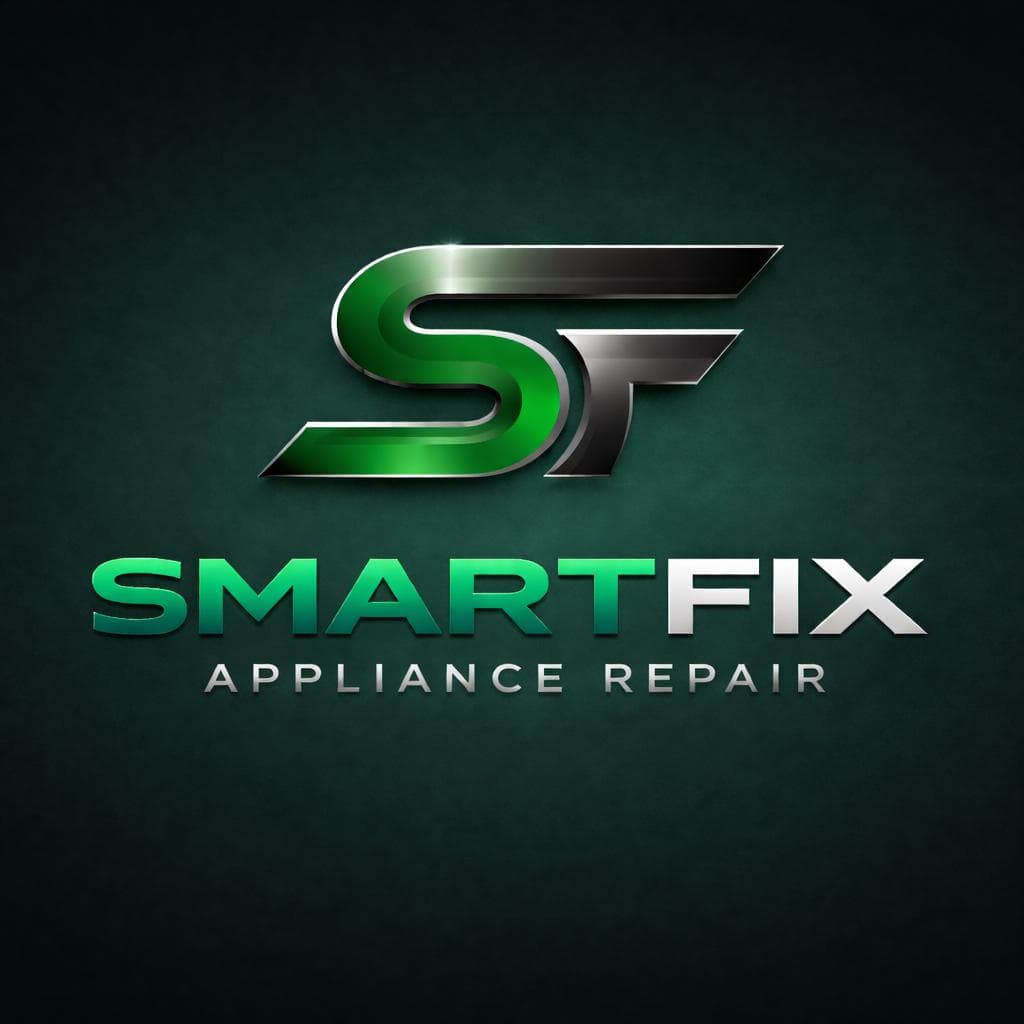 Metallic green and silver SmartFix Appliance Repair logo with a stylized SF monogram.